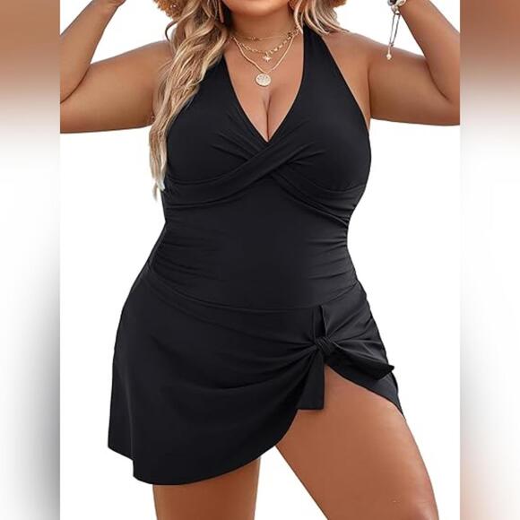 NWT Blooming Jelly One Piece Tummy Control Modest Criss Cross Swimsuit, 4XL (18) - Picture 1 of 5